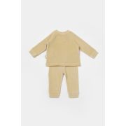 Set bluzita si pantaloni Elefant, 80%bumbac organic si 20% poliester - Stone, BabyCosy (Marime: 9-12 luni) JEMBC-CSYK6047-9