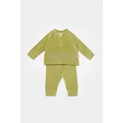 Set bluzita si pantaloni Elefant, 80%bumbac organic si 20% poliester - Verde, BabyCosy (Marime: 12-18 Luni) JEMBC-CSYK6048-12