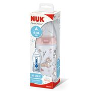 Biberon Nuk First Choice PP 300 ml, Control Temperatura, Tetina Silicon M, 6-18 luni, Disney Bambi ERFMAR-N8696