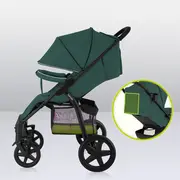 Lionelo - Carucior sport Annet Plus, De la nastere, Cu accesorii si capotina XXL reglabila, 0 - 22 Kg, Conform cu standardele europene de securitate EN1888-1 si EN1888-2, Verde BYNLO-ANNET_PLUS_GREEN_FOREST