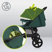 Lionelo - Carucior sport Annet Plus, De la nastere, Cu accesorii si capotina XXL reglabila, 0 - 22 Kg, Conform cu standardele europene de securitate EN1888-1 si EN1888-2, Verde BYNLO-ANNET_PLUS_GREEN_FOREST