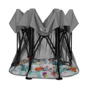 Lionelo - Tarc de joaca Roel, Pliere ultra-compacta, Conform cu standardul europeane de securitate EN12227, Multicolor BYNLO-ROEL_GREY_MULTICOLOR