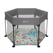 Lionelo - Tarc de joaca Roel, Pliere ultra-compacta, Conform cu standardul europeane de securitate EN12227, Multicolor BYNLO-ROEL_GREY_MULTICOLOR