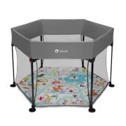 Lionelo - Tarc de joaca Roel, Pliere ultra-compacta, Conform cu standardul europeane de securitate EN12227, Multicolor BYNLO-ROEL_GREY_MULTICOLOR