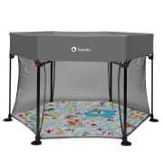 Lionelo - Tarc de joaca Roel, Pliere ultra-compacta, Conform cu standardul europeane de securitate EN12227, Multicolor BYNLO-ROEL_GREY_MULTICOLOR