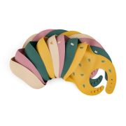 Petite&Mars - Baveta moale Take&Match, Reglabil, Cu buzunar colector, Silicon, Fara BPA, 6 luni+, Model dinozauri, Verde BYN706717