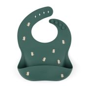 Petite&Mars - Baveta moale Take&Match, Reglabil, Cu buzunar colector, Silicon, Fara BPA, 6 luni+, Model dinozauri, Verde BYN706717