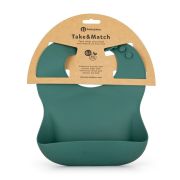 Petite&Mars - Baveta moale Take&Match, Reglabil, Cu buzunar colector, Silicon, Fara BPA, 6 luni+, Verde BYN706817