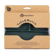 Petite&Mars - Farfurie compartimentata Take&Match, Ovala, Cu ventuza si 3 compartimente, Silicon, Fara BPA, 630 ml, 6 luni+, Verde BYN717817