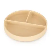 Petite&Mars - Farfurie compartimentata Take&Match, Rotunda, Cu ventuza si 3 compartimente, Silicon, Fara BPA, 500 ml, 6 luni+, Bej BYN715818