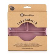 Petite&Mars - Farfurie compartimentata Take&Match, Rotunda, Cu ventuza si 3 compartimente, Silicon, Fara BPA, 500 ml, 6 luni+, Roz BYN715820