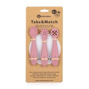 Petite&Mars - Set 3 lingurite, Diverse forme, Pentru supa, paste, alimente usoare, Dezvolta simturile si abilitatile senzoriale, Silicon, Fara BPA, 6 luni+, Roz BYN721820