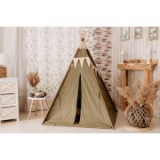 Set Cort de joaca, Olive teepee, 110x110x160 cm, salteluta, ghirlanda, 2 pernite si kit fixare MRD11873