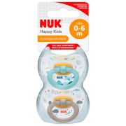 Suzeta Nuk Happy Kids Latex M1, 0-6 luni, Set 2 Bucati, Bleu ERFMAR-N5281
