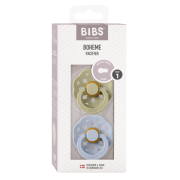 Bibs - set 2 suzete boheme latex, tetina rotunda, 0 luni +-khaki/dusty blue bbb230132
