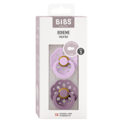 Bibs - set 2 suzete boheme latex, tetina rotunda, 0 luni +-mauve/violet sky bbb230134