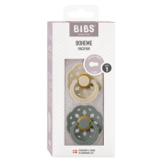 Bibs - set 2 suzete boheme latex, tetina rotunda, 0 luni +-vanilla/pine bbb230135