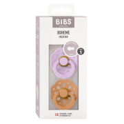 Bibs - set 2 suzete boheme latex, tetina rotunda, 0 luni +-violet sky/pumpkin bbb230137
