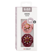 Bibs - set 2 suzete boheme latex, tetina rotunda, 6 luni +-dusty pink/elderberry bbb240136