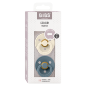 Bibs - set 2 suzete colour latex, tetina rotunda, 0 luni +-ivory/petrol bbb110367