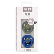 Bibs - set 2 suzete colour latex, tetina rotunda, 0 luni +-pine/cornflower bbb110434