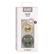 Bibs - set 2 suzete colour latex, tetina rotunda, 0 luni +-vanilla/pine bbb110431