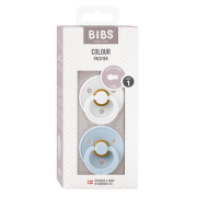Bibs - set 2 suzete colour latex, tetina rotunda, 0 luni +-white/baby blue bbb110349