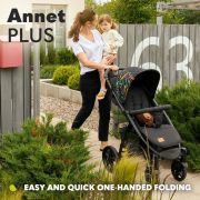 Lionelo - Carucior sport Annet Plus, De la nastere, Cu accesorii si capotina XXL reglabila, 0 - 22 Kg, Conform cu standardele europene de securitate EN1888-1 si EN1888-2, Verde BYNLO-ANNET_PLUS_GREEN_FOREST