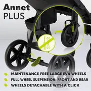 Lionelo - Carucior sport Annet Plus, De la nastere, Cu accesorii si capotina XXL reglabila, 0 - 22 Kg, Conform cu standardele europene de securitate EN1888-1 si EN1888-2, Verde BYNLO-ANNET_PLUS_GREEN_FOREST