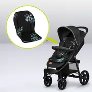 Lionelo - Insertie carucior, Editie limitata, Ajustabile pentru fiecare carucior, Cu orificii pentru centurile de siguranta, Cu imprimeu fata-verso, Din material hidrofob, 48x72x1 cm, Negru BYNLO-SEATLINER_GOLDEN_MOMENTS_BLACK