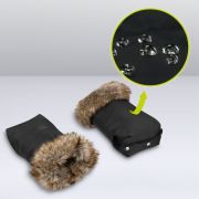 Lionelo - Manusi termice pentru carucior, Universale, Impermeabile, Interior din lana, Cu blana ecologica detasabila, Negru BYNLO-HANDMUFF_BLACK