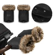 Lionelo - Manusi termice pentru carucior, Universale, Impermeabile, Interior din lana, Cu blana ecologica detasabila, Negru BYNLO-HANDMUFF_BLACK
