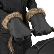 Lionelo - Manusi termice pentru carucior, Universale, Impermeabile, Interior din lana, Cu blana ecologica detasabila, Negru BYNLO-HANDMUFF_BLACK