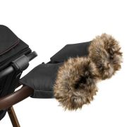 Lionelo - Manusi termice pentru carucior, Universale, Impermeabile, Interior din lana, Cu blana ecologica detasabila, Negru BYNLO-HANDMUFF_BLACK