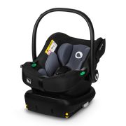 Lionelo - Soica auto i-Size Astrid, Include baza Isofix, 0-13 Kg, 40-87 cm, Cu maner si capotina reglabile, Cu protectie laterala avansata, Salteluta confortabila , Conform cu R129, Negru/Gri BYNLO-ASTRID_I-SIZE_BLACK_GREY+BASE_BLACK