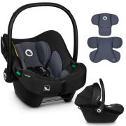 Lionelo - Soica auto i-Size Astrid, Include baza Isofix, 0-13 Kg, 40-87 cm, Cu maner si capotina reglabile, Cu protectie laterala avansata, Salteluta confortabila , Conform cu R129, Negru/Gri BYNLO-ASTRID_I-SIZE_BLACK_GREY+BASE_BLACK