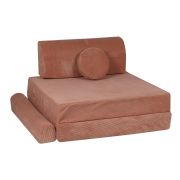 Playset Modular Canapea Premium Velur Reiat   Corduroy Spuma ,   Caramiziu Pjbsdps02ie