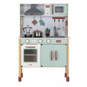 Bucatarie pentru copii, Mini Chef, Din lemn, Cu efecte de sunet si lumina, Cu accesorii, 70 x 30 x 104 cm, Free2Play BYN80579