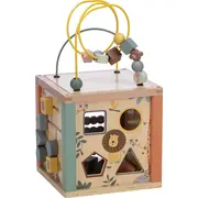 Cub mare de activitati pentru copii, Din lemn, Cu sortator de forme, Abac si alte activitati, Free2Play, Safari BYN80647