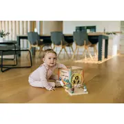 Cub mare de activitati pentru copii, Din lemn, Cu sortator de forme, Abac si alte activitati, Free2Play, Safari BYN80647