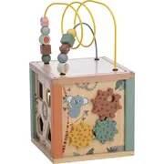 Cub mare de activitati pentru copii, Din lemn, Cu sortator de forme, Abac si alte activitati, Free2Play, Safari BYN80647