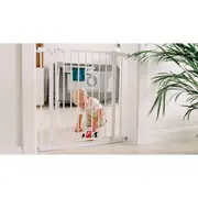 Lionelo - Poarta de siguranta prin presiune Truus Slim, 105 cm, Conform cu standardul europeane de securitate EN1930, Gri/Natur BYNLO-TRUUS_SLIM_WHITE_NATURAL