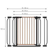 Lionelo - Poarta de siguranta prin presiune Truus Slim, 105 cm, Conform cu standardul europeane de securitate EN1930, Negru/Natur BYNLO-TRUUS_SLIM_BLACK_CARBON_NATURAL