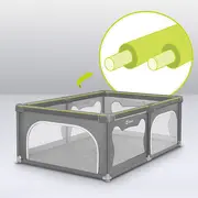 Lionelo - Tarc de joaca Willow, Pliere compacta, Include sacosa depozitare, Din plasa, Cu doua intrari laterale, Cu fermoar, Cu ventuze, Gri BYNLO-WILLOW_GREY_CONCRETE