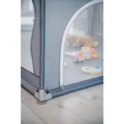 Lionelo - Tarc de joaca Willow, Pliere compacta, Include sacosa depozitare, Din plasa, Cu doua intrari laterale, Cu fermoar, Cu ventuze, Gri BYNLO-WILLOW_GREY_CONCRETE