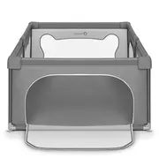 Lionelo - Tarc de joaca Willow, Pliere compacta, Include sacosa depozitare, Din plasa, Cu doua intrari laterale, Cu fermoar, Cu ventuze, Gri BYNLO-WILLOW_GREY_CONCRETE