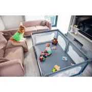 Lionelo - Tarc de joaca Willow, Pliere compacta, Include sacosa depozitare, Din plasa, Cu doua intrari laterale, Cu fermoar, Cu ventuze, Gri BYNLO-WILLOW_GREY_CONCRETE