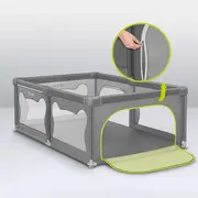 Lionelo - Tarc de joaca Willow, Pliere compacta, Include sacosa depozitare, Din plasa, Cu doua intrari laterale, Cu fermoar, Cu ventuze, Gri BYNLO-WILLOW_GREY_CONCRETE