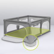 Lionelo - Tarc de joaca Willow, Pliere compacta, Include sacosa depozitare, Din plasa, Cu doua intrari laterale, Cu fermoar, Cu ventuze, Gri BYNLO-WILLOW_GREY_CONCRETE
