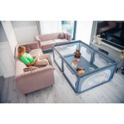 Lionelo - Tarc de joaca Willow, Pliere compacta, Include sacosa depozitare, Din plasa, Cu doua intrari laterale, Cu fermoar, Cu ventuze, Gri BYNLO-WILLOW_GREY_CONCRETE